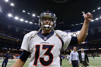 NEW ORLEANS, LA - NOVEMBER 13:  Trevor Siemian #13 of the Denver Broncos reacts after a game against the New Orleans Saints at the Mercedes-Benz Superdome on November 13, 2016 in New Orleans, Louisiana. The Broncos won 25-23. (Photo by Jonathan Bachman/Ge
