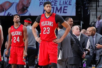SACRAMENTO, CA - NOVEMBER 8: Anthony Davis #23 of the New Orleans Pelicans looks on during the game against the Sacramento Kings on November 8, 2016 at Golden 1 Center in Sacramento, California. NOTE TO USER: User expressly acknowledges and agrees that, b