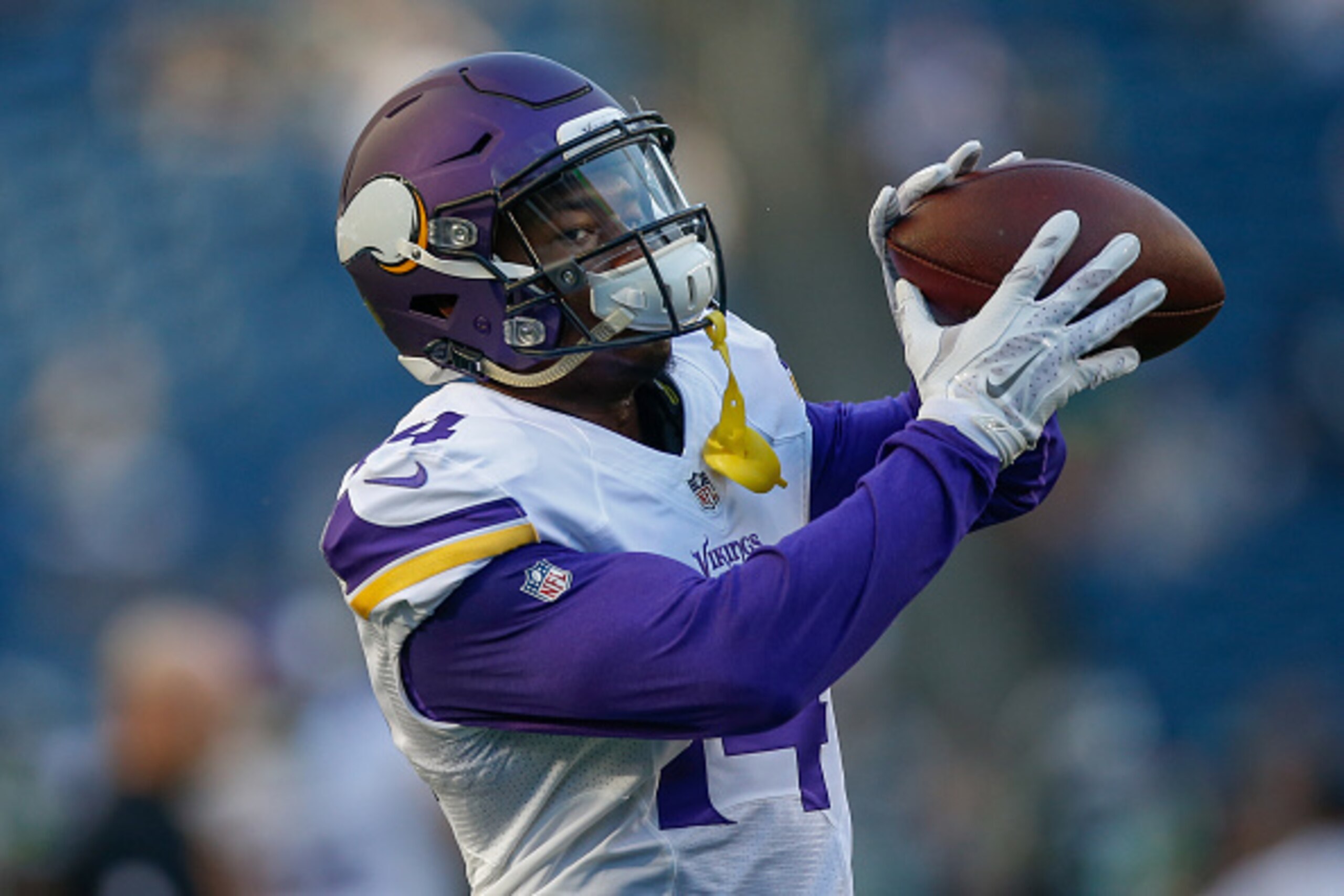 SEATTLE, WA - AUGUST 18: Wide receiver Stefon Diggs #14 of the Minnesota Vikings warms up prior to the game against the Seattle Seahawks at CenturyLink Field on August 18, 2016 in Seattle, Washington. (Photo by Otto Greule Jr/Getty Images) SEATTLE, WA - AUGUST 18: Wide receiver Stefon Diggs #14 of the Minnesota Vikings warms up prior to the game against the Seattle Seahawks at CenturyLink Field on August 18, 2016 in Seattle, Washington. (Photo by Otto Greule Jr/Getty Images)