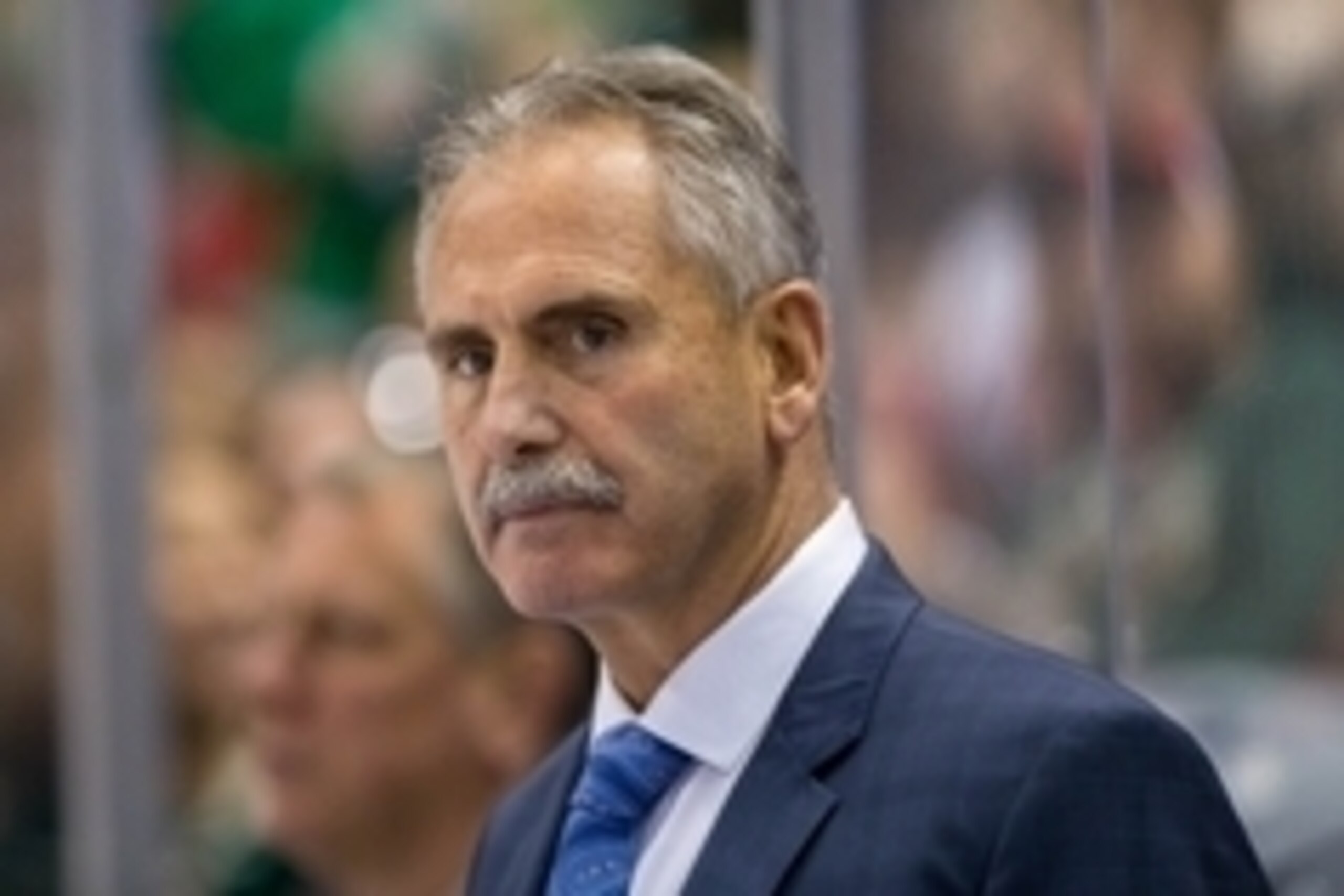 Nov 25, 2015; Saint Paul, MN, USA; Vancouver Canucks head coach Willie Desjardins in the second period against the Minnesota Wild at Xcel Energy Center. Mandatory Credit: Brad Rempel-USA TODAY Sports