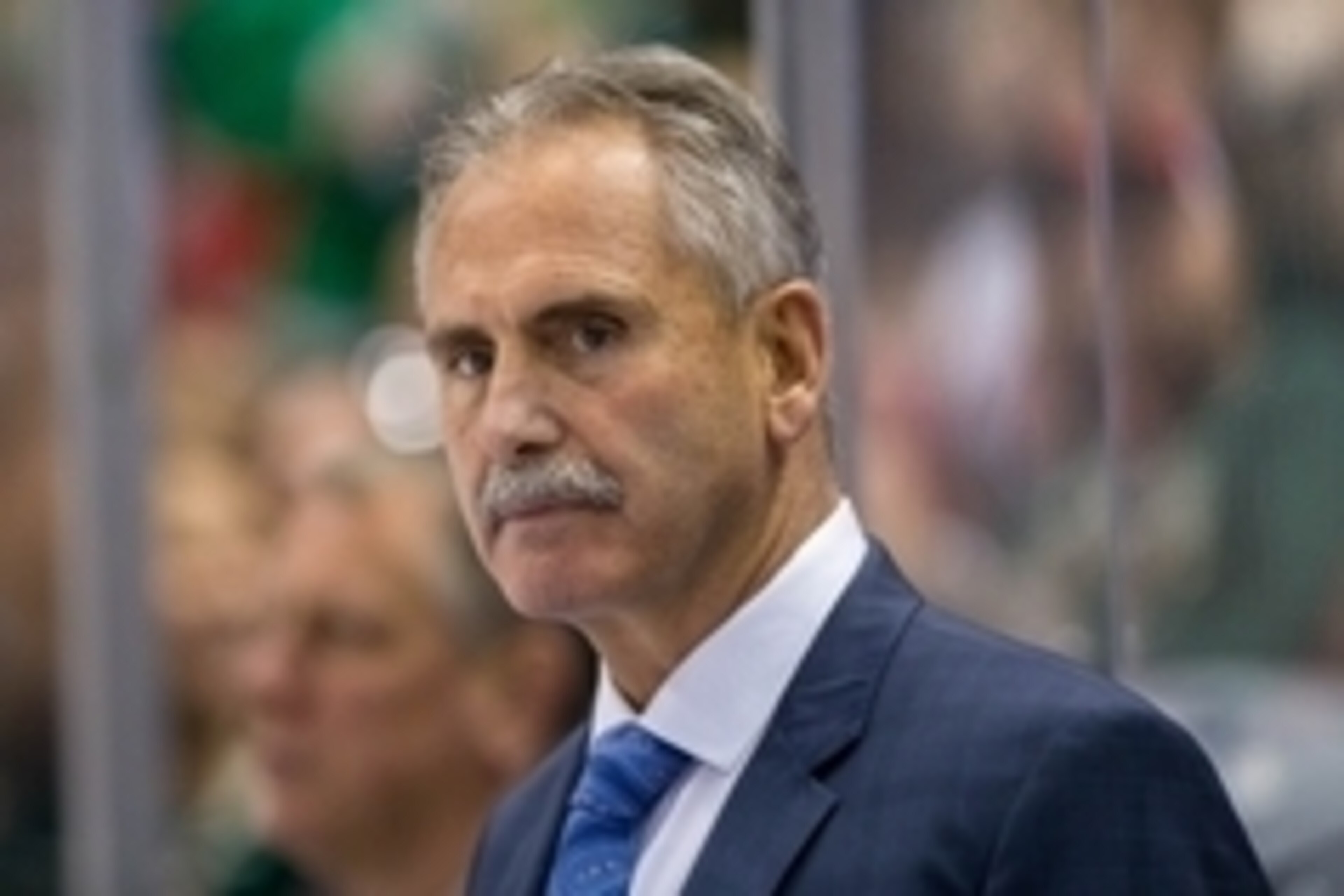 Nov 25, 2015; Saint Paul, MN, USA; Vancouver Canucks head coach Willie Desjardins in the second period against the Minnesota Wild at Xcel Energy Center. Mandatory Credit: Brad Rempel-USA TODAY Sports
