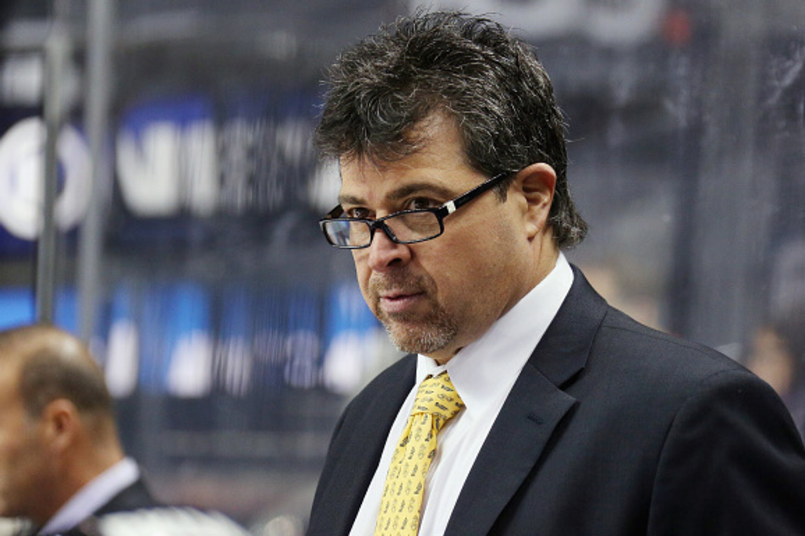 NEW YORK, NY - JANUARY 17:  Cal Clutterbuck #15Head coach Jack Capuano of the New York Islanders watches the action from the bench against the Vancouver Canucks at the Barclays Center on January 17, 2016 in the Brooklyn borough of New York City. The Canuc