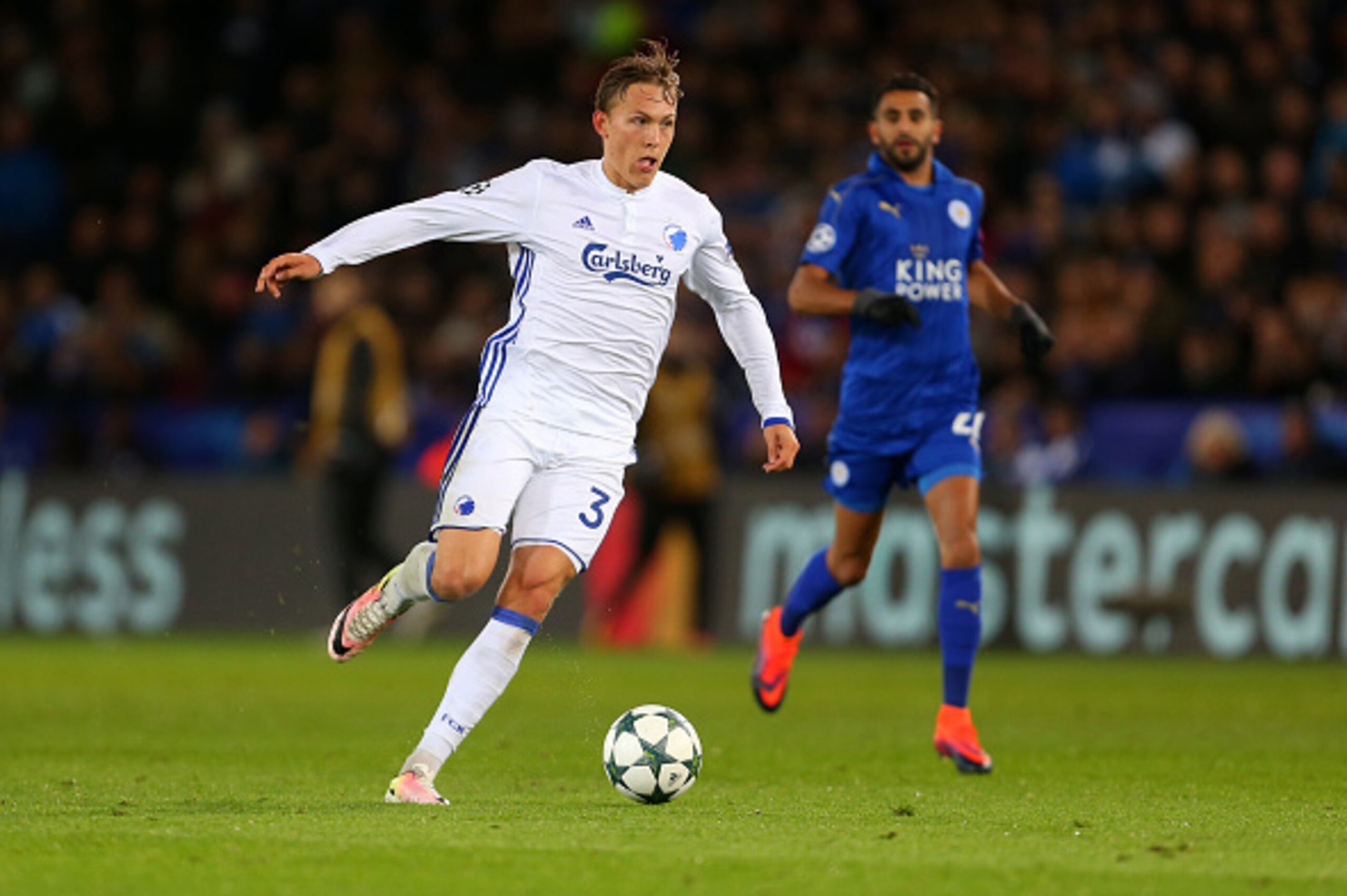 LEICESTER, ENGLAND - OCTOBER 18: Ludwig Augustinsson of FC Copenhagen during the UEFA Champions League match between Leicester City FC and FC Copenhagen at The King Power Stadium on October 18, 2016 in Leicester, England. (Photo by Catherine Ivill - AMA/G