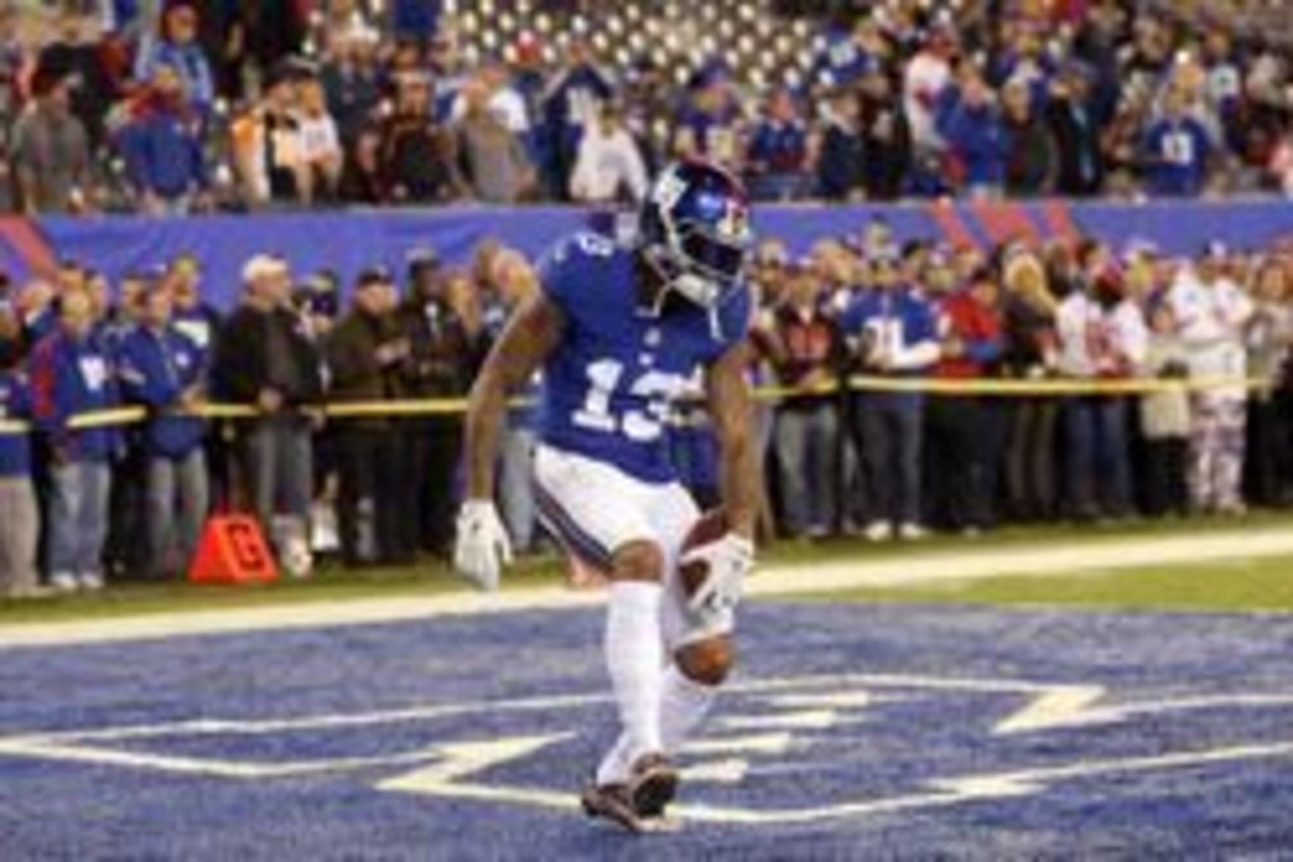 Nov 14, 2016; East Rutherford, NJ, USA; New York Giants wide receiver Odell Beckham Jr. (13) dances during warmups before a game against the Cincinnati Bengals at MetLife Stadium. Mandatory Credit: Brad Penner-USA TODAY Sports