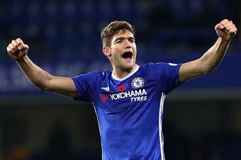 LONDON, ENGLAND - NOVEMBER 05:  Marcos Alonso of Chelsea celebrates during the Premier League match between Chelsea and Everton at Stamford Bridge on November 5, 2016 in London, England.  (Photo by Julian Finney/Getty Images)
