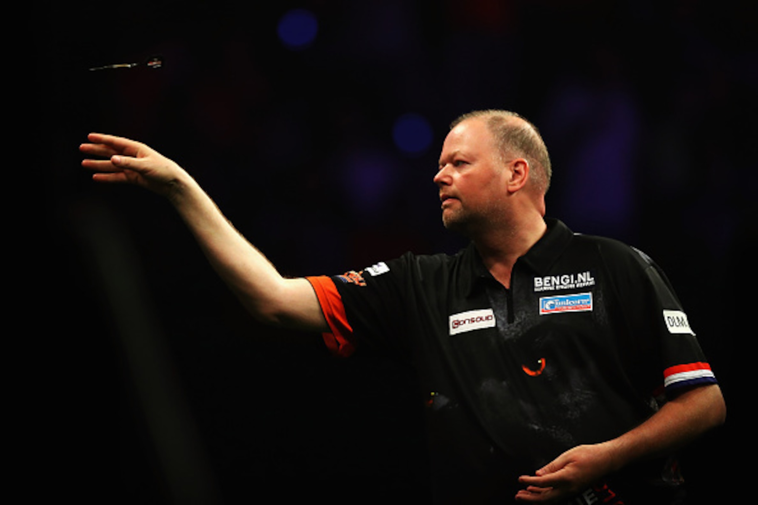 ROTTERDAM, NETHERLANDS - MAY 12:  Raymond van Barneveld of the Netherlands plays a shot in his match against Peter Wright of Scotland during the Darts Betway Premier League Night 15 at Rotterdam Ahoy on May 12, 2016 in Rotterdam, .  (Photo by Dean Mouhtar