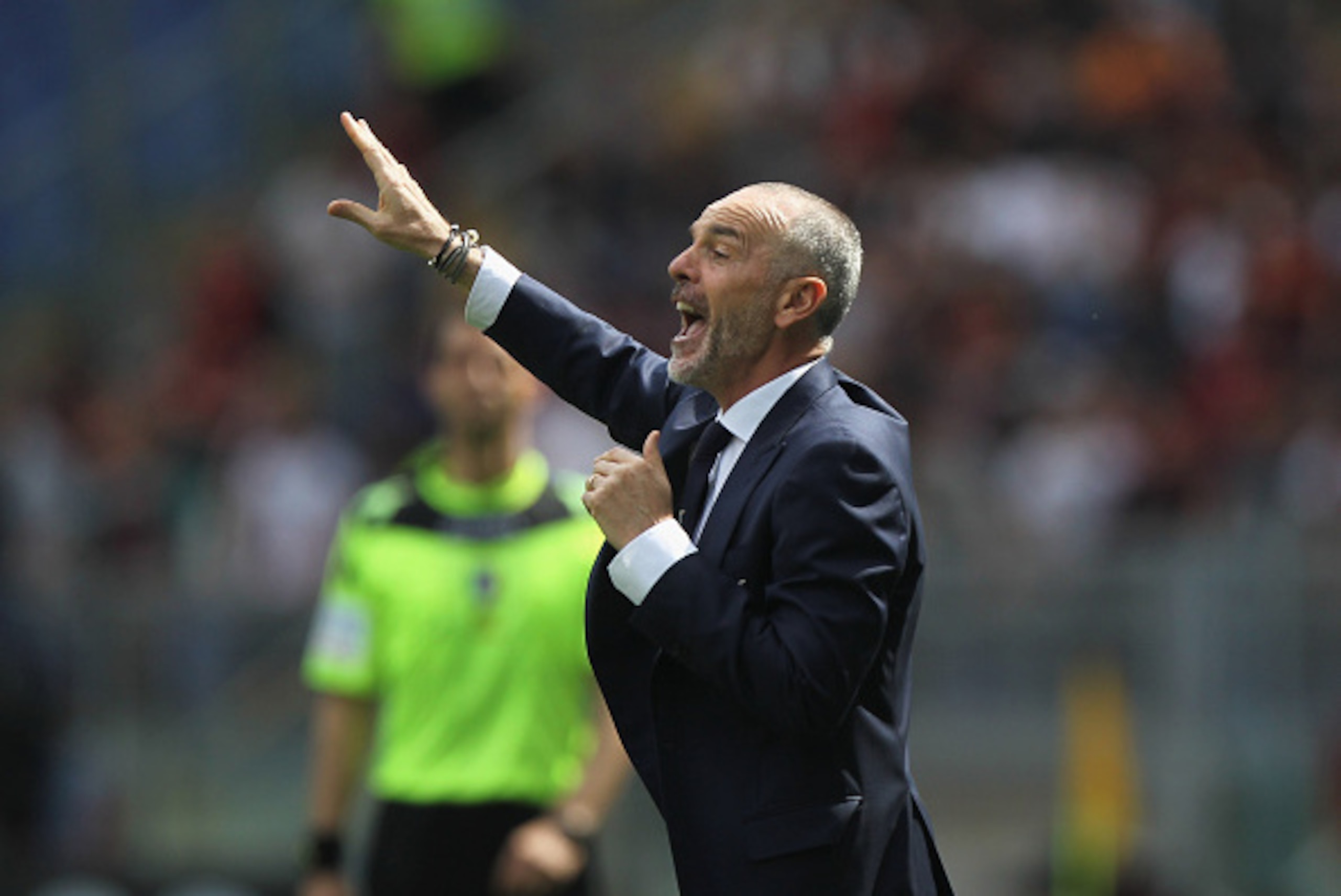 ROME, ITALY - APRIL 03:  SS Lazio head coach Stefano Pioli reacts during the Serie A match between SS Lazio and AS Roma at Stadio Olimpico on April 3, 2016 in Rome, Italy.  (Photo by Paolo Bruno/Getty Images)
