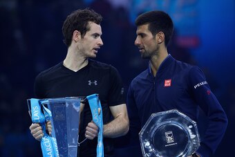 LONDON, ENGLAND - NOVEMBER 20:  Andy Murray of Great Britain talks to Novak Djokovic of Serbia following his victory during the Singles Final at the Barclays ATP World Tour Finals at O2 Arena on November 20, 2016 in London, England.  (Photo by Clive Bruns