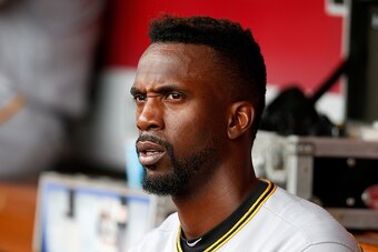 CINCINNATI, OH - SEPTEMBER 17:  Andrew McCutchen #22 of the Pittsburgh Pirates sits in the dugout during the game against the Cincinnati Reds at Great American Ball Park on September 17, 2016 in Cincinnati, Ohio. Pittsburgh defeated Cincinnati 10-4. (Phot