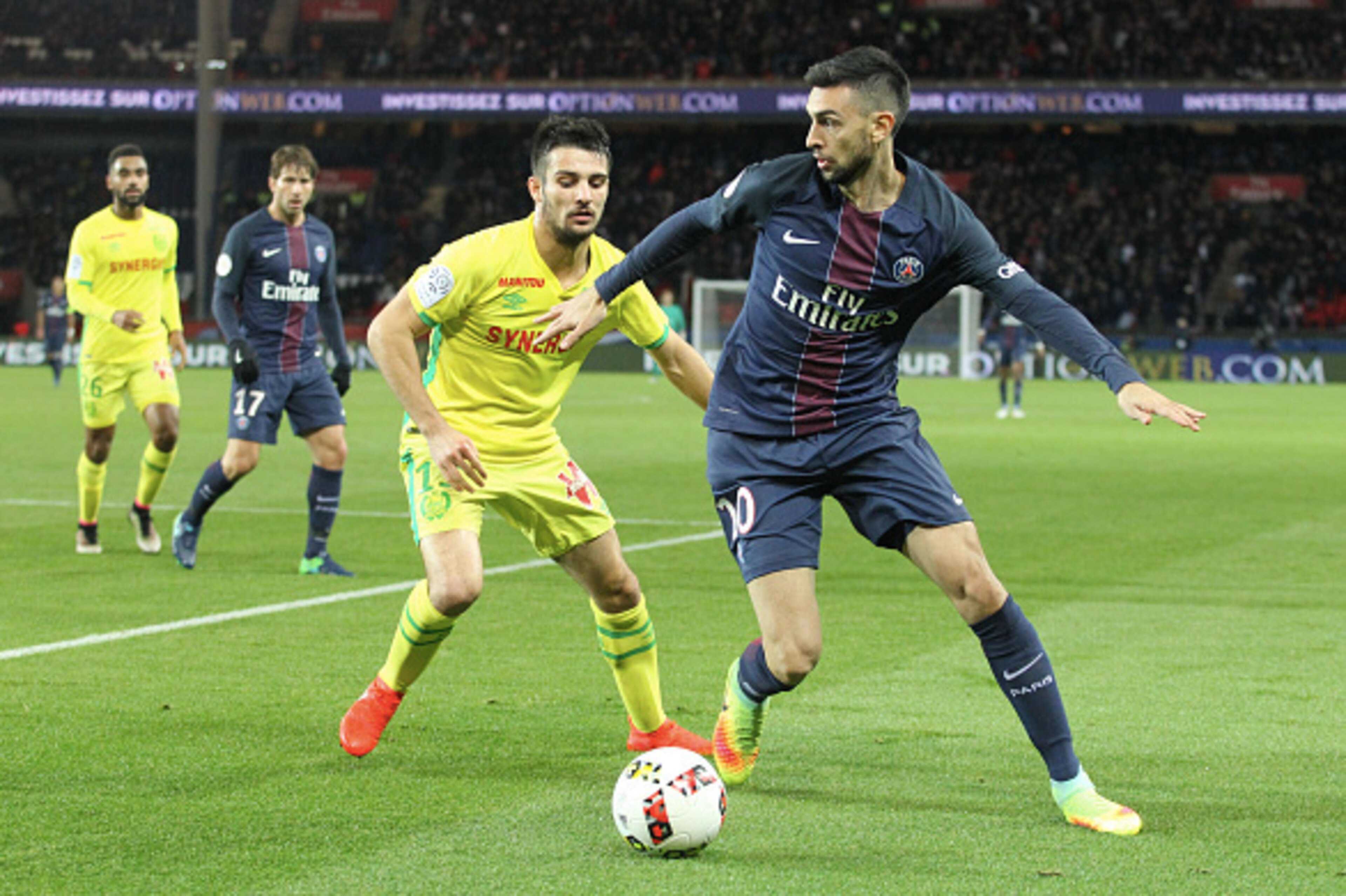 PARIS, FRANCE - NOVEMBER 19: Javier Pastore of Paris Saint-Germain in action during the French Ligue 1 match between Paris Saint-Germain and FC Nantes at Parc des Princes on november 19, 2016 in Paris, France. (Photo by Xavier Laine/Getty Images) PARIS, FRANCE - NOVEMBER 19: Javier Pastore of Paris Saint-Germain in action during the French Ligue 1 match between Paris Saint-Germain and FC Nantes at Parc des Princes on november 19, 2016 in Paris, France. (Photo by Xavier Laine/Getty Images)