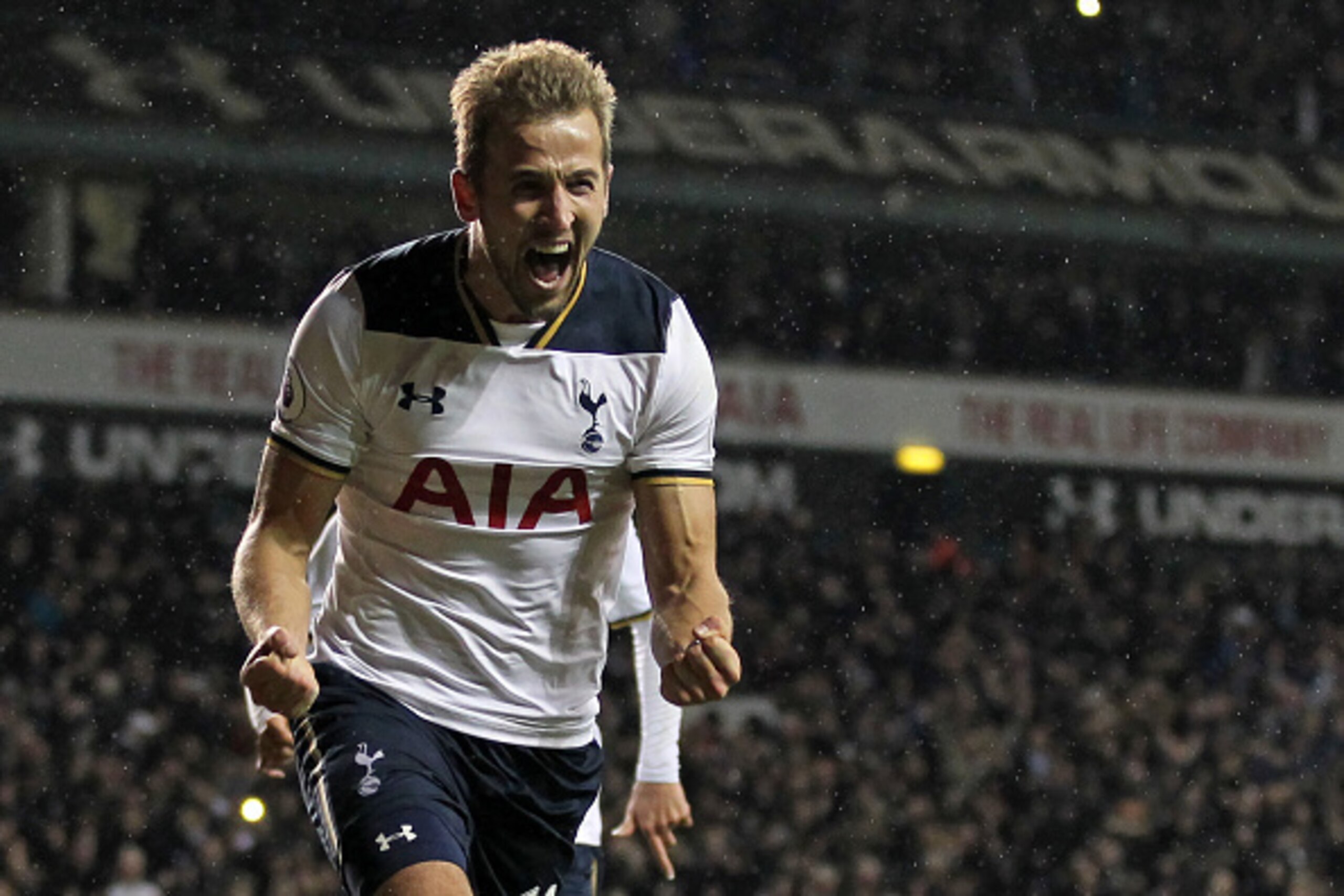Tottenham Hotspur's English striker Harry Kane celebrates after scoring their third goal from the penalty spot during the English Premier League football match between Tottenham Hotspur and West Ham United at White Hart Lane in London, on November 19, 201 Tottenham Hotspur's English striker Harry Kane celebrates after scoring their third goal from the penalty spot during the English Premier League football match between Tottenham Hotspur and West Ham United at White Hart Lane in London, on November 19, 201