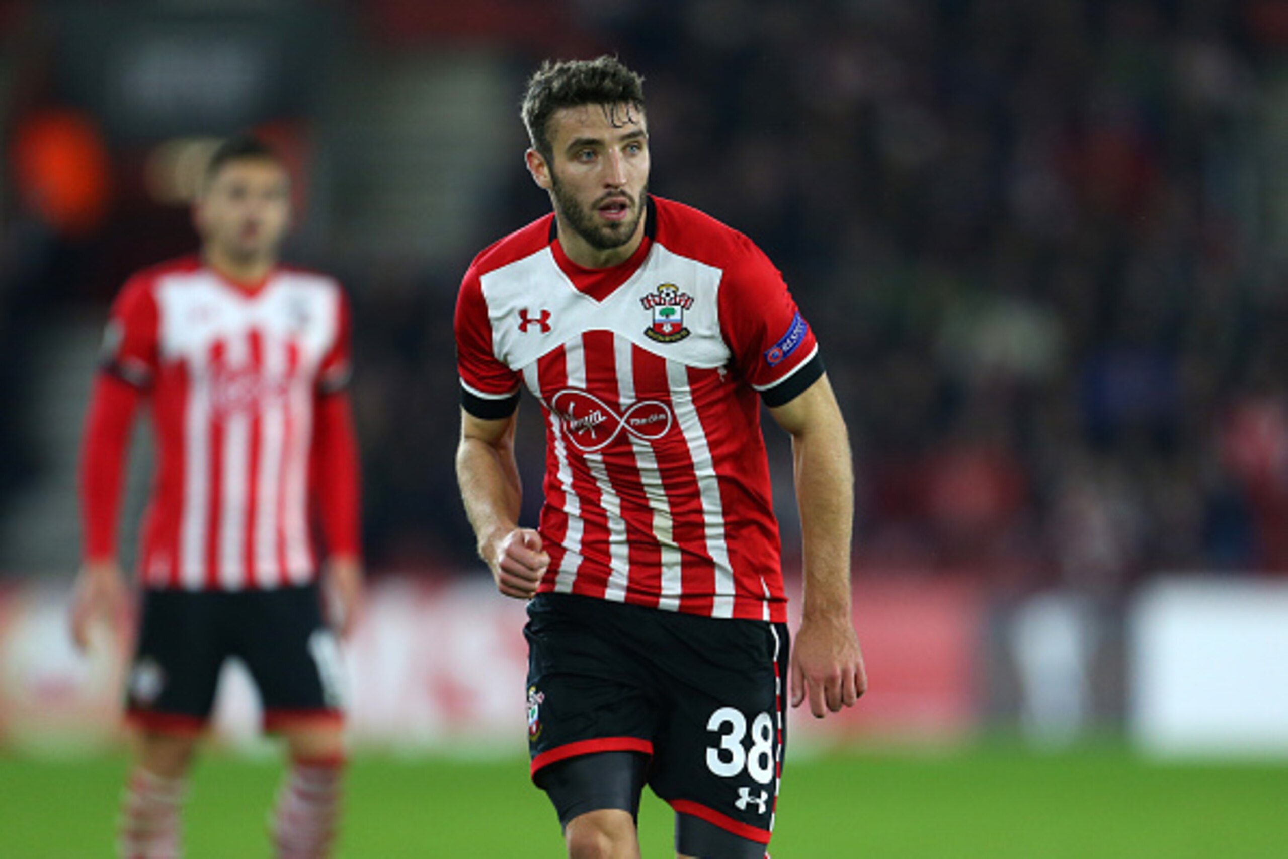SOUTHAMPTON, ENGLAND - NOVEMBER 03: Sam McQueen of Southampton during the UEFA Europa League match between Southampton FC and FC Internazionale Milano at St Mary's Stadium on November 3, 2016 in Southampton, England. (Photo by Catherine Ivill - AMA/Getty 