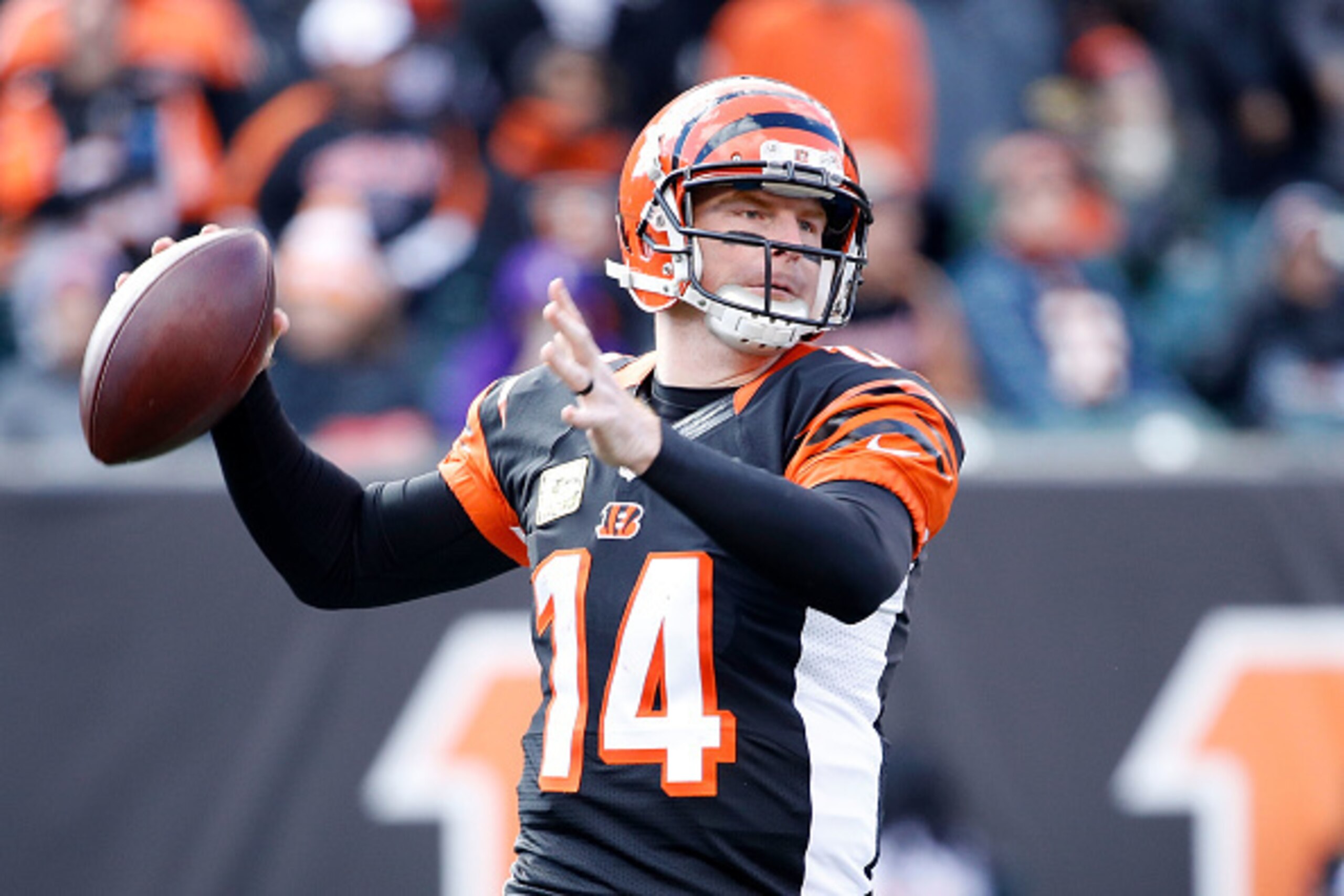 CINCINNATI, OH - NOVEMBER 20: Andy Dalton #14 of the Cincinnati Bengals throws a pass during the first quarter of the game against the Buffalo Bills at Paul Brown Stadium on November 20, 2016 in Cincinnati, Ohio. (Photo by Joe Robbins/Getty Images) CINCINNATI, OH - NOVEMBER 20: Andy Dalton #14 of the Cincinnati Bengals throws a pass during the first quarter of the game against the Buffalo Bills at Paul Brown Stadium on November 20, 2016 in Cincinnati, Ohio. (Photo by Joe Robbins/Getty Images)