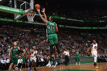 BOSTON, MA - NOVEMBER 18:  Gerald Green #30 of the Boston Celtics goes up for a shot during a game against the Golden State Warriors on November 18, 2016 at TD Garden in Boston, Massachusetts. NOTE TO USER: User expressly acknowledges and agrees that, by 