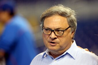 MIAMI, FL - OCTOBER 02:  Owner Jeffrey Loria of the Miami Marlins reacts against the New York Mets at Marlins Park on October 2, 2012 in Miami, Florida.  (Photo by Marc Serota/Getty Images)