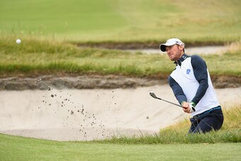 MELBOURNE, AUSTRALIA - NOVEMBER 24: Chris Wood of England plays out of the bunker during day one of the World Cup of Golf at Kingston Heath Golf Club on November 24, 2016 in Melbourne, Australia.  (Photo by Quinn Rooney/Getty Images)