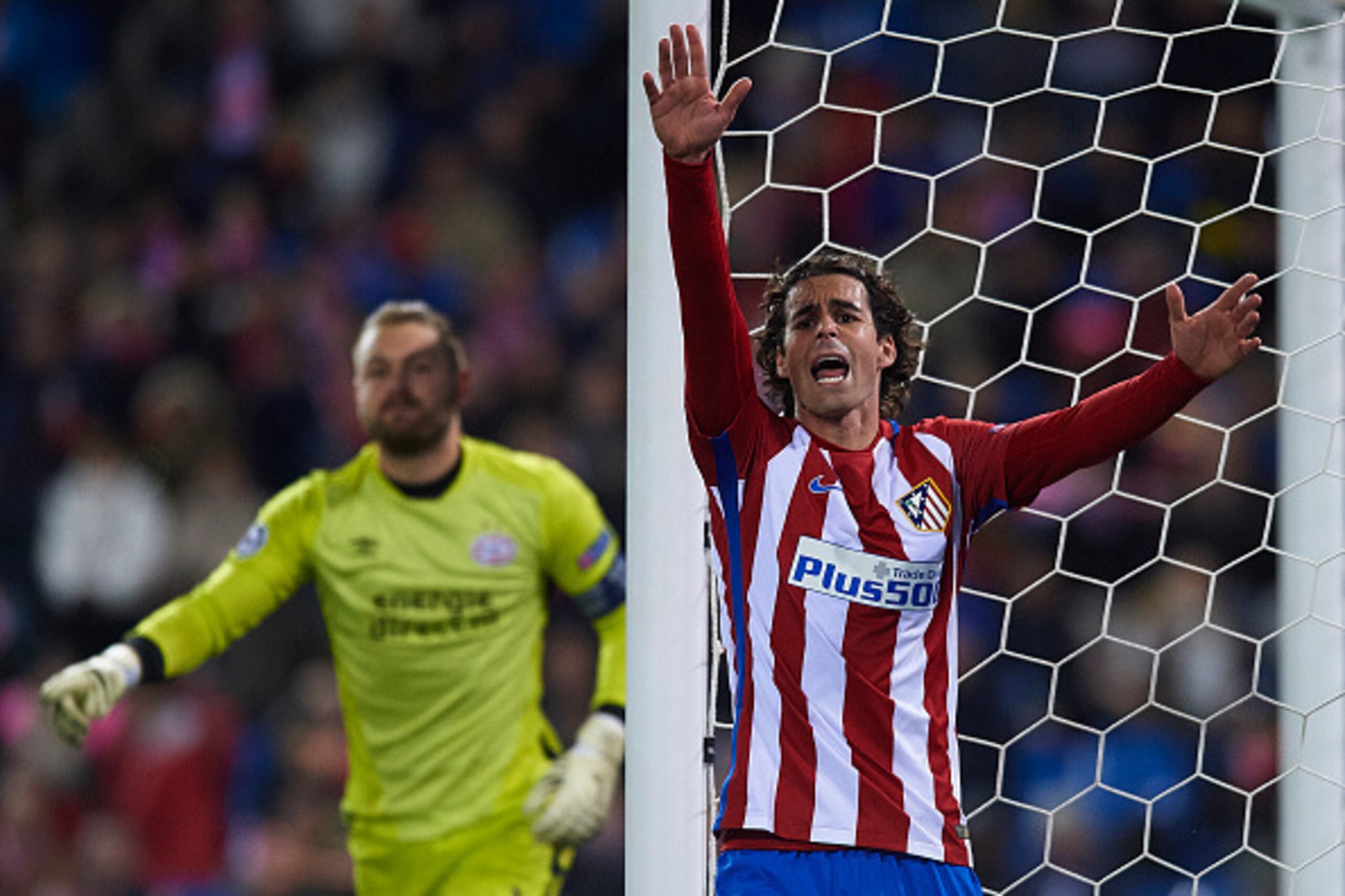 MADRID, SPAIN - NOVEMBER 23: Tiago Cardoso of Atletico de Madrid reacts during the UEFA Champions League Group D match between Club Atletico de Madrid and PSV Eindhoven at Vicente Calderon Stadium on November 23, 2016 in Madrid, Spain.(Photo by fotopress/