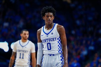 LEXINGTON, KY - NOVEMBER 13: De'Aaron Fox #0 of the Kentucky Wildcats is seen during the game against the Canisius Golden Griffins at Rupp Arena on November 13, 2016 in Lexington, Kentucky. Kentucky defeated Mississippi State 40-37. (Photo by Michael Hick