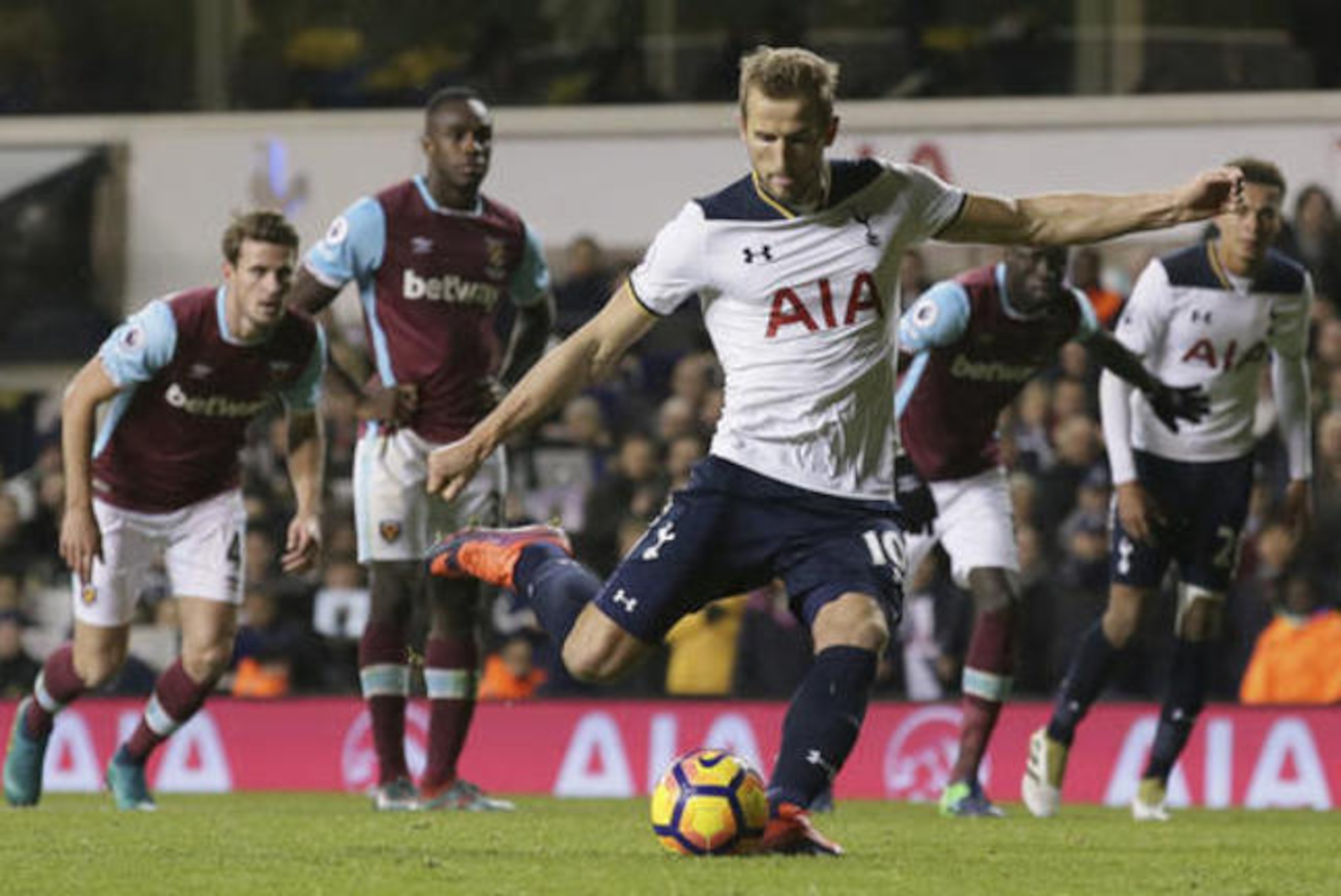 Kane in action for Spurs against West Ham United. Kane in action for Spurs against West Ham United.