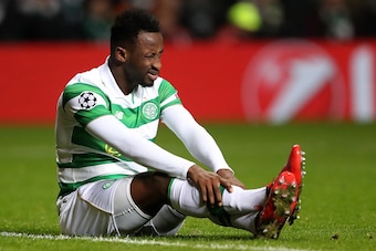 GLASGOW, SCOTLAND - NOVEMBER 23: Moussa Dembele of Celtic reacts during the UEFA Champions League Group C match between Celtic FC and FC Barcelona at Celtic Park Stadium on November 23, 2016 in Glasgow, Scotland.  (Photo by Ian MacNicol/Getty Images)