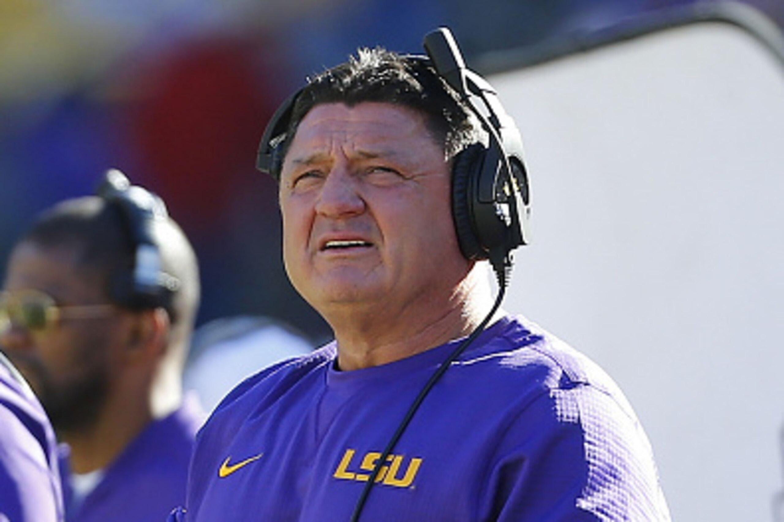 BATON ROUGE, LA - NOVEMBER 19: Head coach Ed Orgeron of the LSU Tigers reacts during the second half of a game against the Florida Gators at Tiger Stadium on November 19, 2016 in Baton Rouge, Louisiana.  (Photo by Jonathan Bachman/Getty Images)