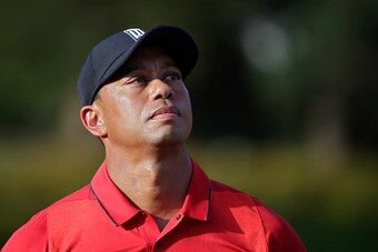 BETHESDA, MD - JUNE 26:  Tiger Woods looks on during the trophy presentation after the final round of the Quicken Loans National at Congressional Country Club on June 26, 2016 in Bethesda, Maryland. (Photo by Rob Carr/Getty Images)