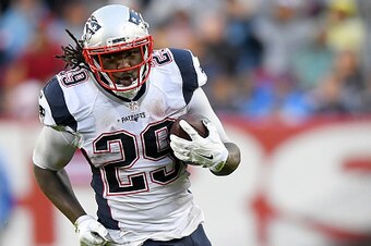 SANTA CLARA, CA - NOVEMBER 20:  LeGarrette Blount #29 of the New England Patriots carries the ball against the San Francisco 49ers during the fourth quarter of their NFL football game at Levi's Stadium on November 20, 2016 in Santa Clara, California.  (Ph