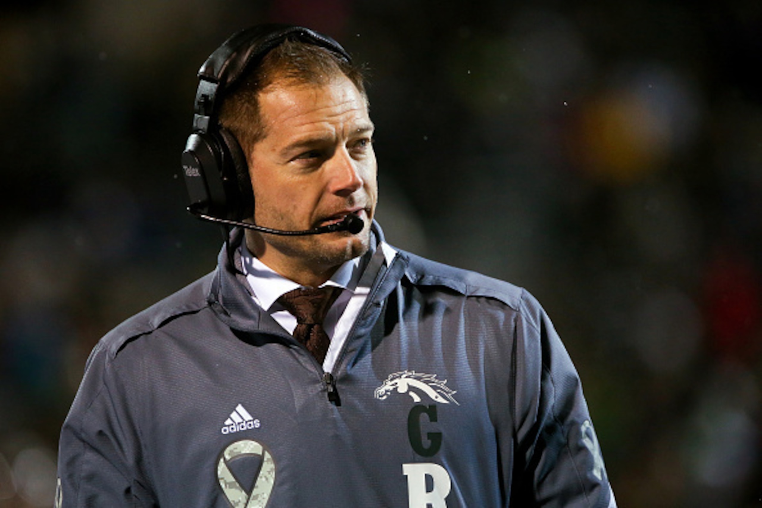 KALAMAZOO, MI - NOVEMBER 19:  Head coach P.J. Fleck of the Western Michigan Broncos walks on the sideline in the third quarter against the Buffalo Bulls at Waldo Field on November 19, 2016 in Kalamazoo, Michigan. (Photo by Dylan Buell/Getty Images)