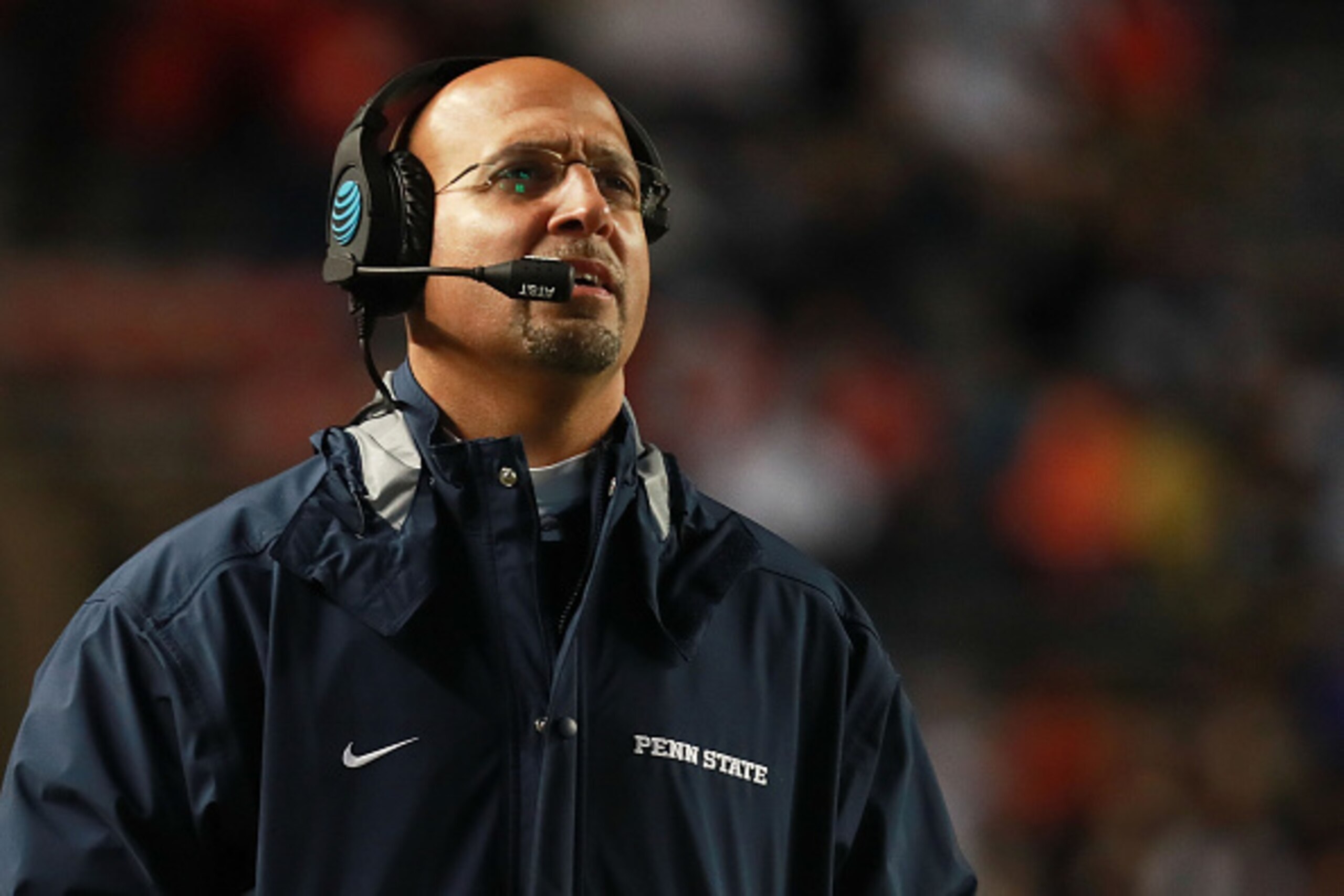 PISCATAWAY, NJ - NOVEMBER 19:  Head coach James Franklin of the Penn State Nittany Lions looks on against the Rutgers Scarlet Knights during the second half at High Point Solutions Stadium on November 19, 2016 in Piscataway, New Jersey.  (Photo by Michael