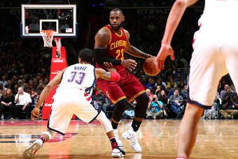WASHINGTON, DC -  NOVEMBER 11: LeBron James #23 of the Cleveland Cavaliers handles the ball during the game against the Washington Wizards on November 11, 2016 at Verizon Center in Washington, DC. NOTE TO USER: User expressly acknowledges and agrees that,