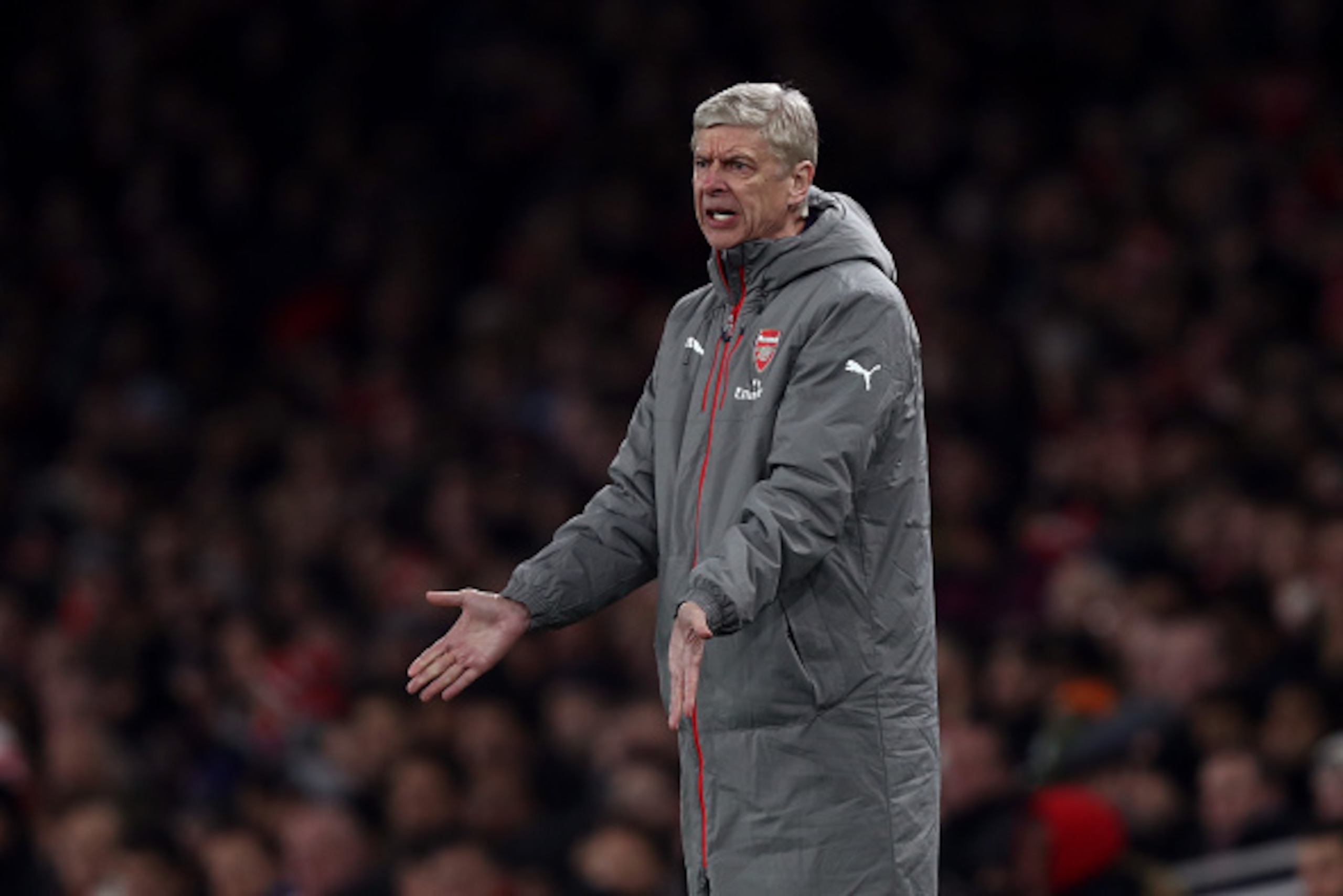 LONDON, ENGLAND - NOVEMBER 30: Arsene Wenger, Manager of Arsenal reacts during the EFL Cup quarter final match between Arsenal and Southampton at the Emirates Stadium on November 30, 2016 in London, England. (Photo by Clive Rose/Getty Images) LONDON, ENGLAND - NOVEMBER 30: Arsene Wenger, Manager of Arsenal reacts during the EFL Cup quarter final match between Arsenal and Southampton at the Emirates Stadium on November 30, 2016 in London, England. (Photo by Clive Rose/Getty Images)