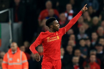 LIVERPOOL, ENGLAND - OCTOBER 25:  Daniel Sturridge of Liverpool celebrates scoring his sides second goal during the EFL Cup fourth round match between Liverpool and Tottenham Hotspur at Anfield on October 25, 2016 in Liverpool, England.  (Photo by Jan Kru