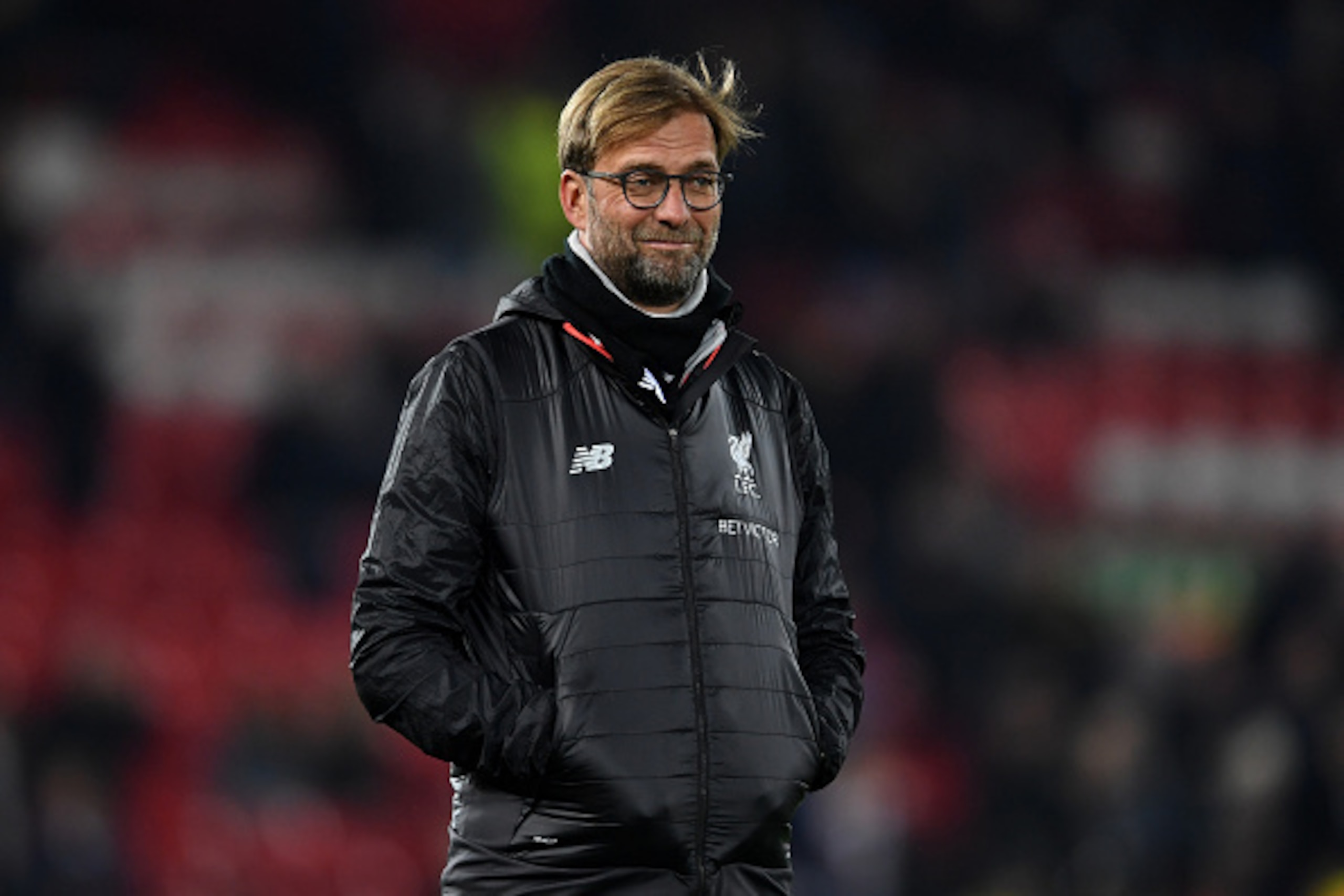 LIVERPOOL, ENGLAND - NOVEMBER 29:  Jurgen Klopp manager of Liverpool looks on prior to the EFL Cup Quarter-Final match between Liverpool and Leeds United at Anfield on November 29, 2016 in Liverpool, England.  (Photo by Laurence Griffiths/Getty Images)