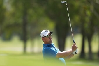 GOLD COAST, AUSTRALIA - DECEMBER 03:  Ashley Hall of Australia plays his second shot during day three of the Australian PGA Championships at RACV Royal Pines Resort on December 3, 2016 in Gold Coast, Australia.  (Photo by Chris Hyde/Getty Images)