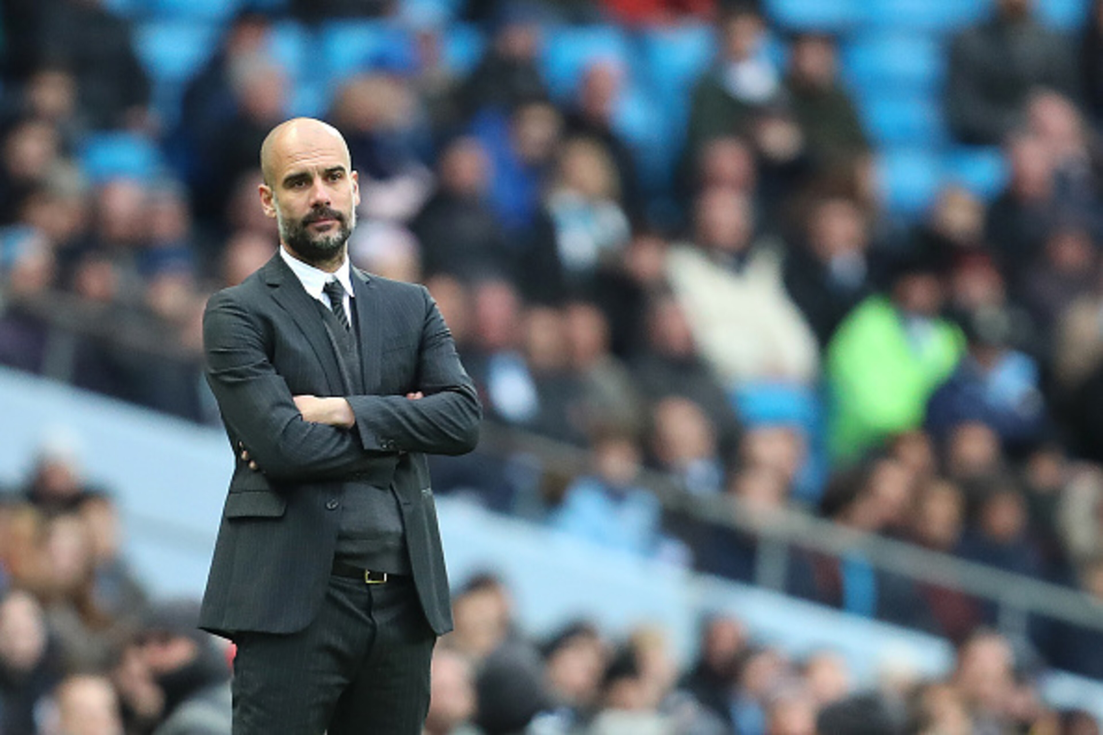 MANCHESTER, ENGLAND - DECEMBER 03: Manchester City Manager / Head Coach Pep Guardiola looks on during the Premier League match between Manchester City and Chelsea at Etihad Stadium on December 3, 2016 in Manchester, England. (Photo by James Baylis - AMA MANCHESTER, ENGLAND - DECEMBER 03: Manchester City Manager / Head Coach Pep Guardiola looks on during the Premier League match between Manchester City and Chelsea at Etihad Stadium on December 3, 2016 in Manchester, England. (Photo by James Baylis - AMA