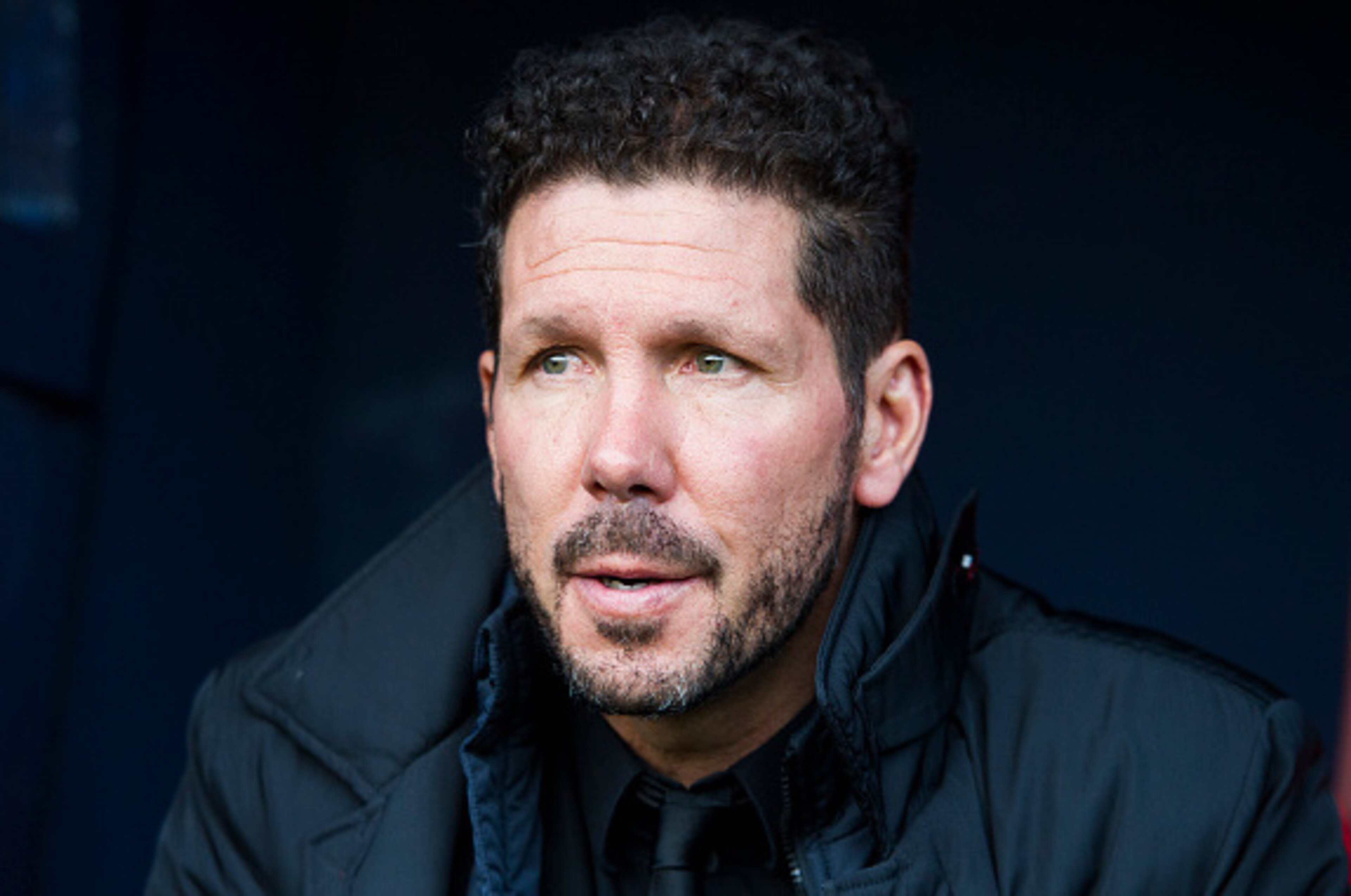 PAMPLONA, SPAIN - NOVEMBER 27:  Head coach Diego Simeone of Atletico Madrid looks on prior to the start the La Liga match between CA Osasuna and Atletico Madrid at Estadio Reyno de Navarra on November 27, 2016 in Pamplona, Spain.  (Photo by Juan Manuel Se