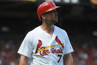 ST. LOUIS, MO - AUGUST 7: Matt Holliday #7 during a game against the Atlanta Braves at Busch Stadium on August 7, 2016 in St. Louis, Missouri.  (Photo by Michael Thomas/Getty Images)