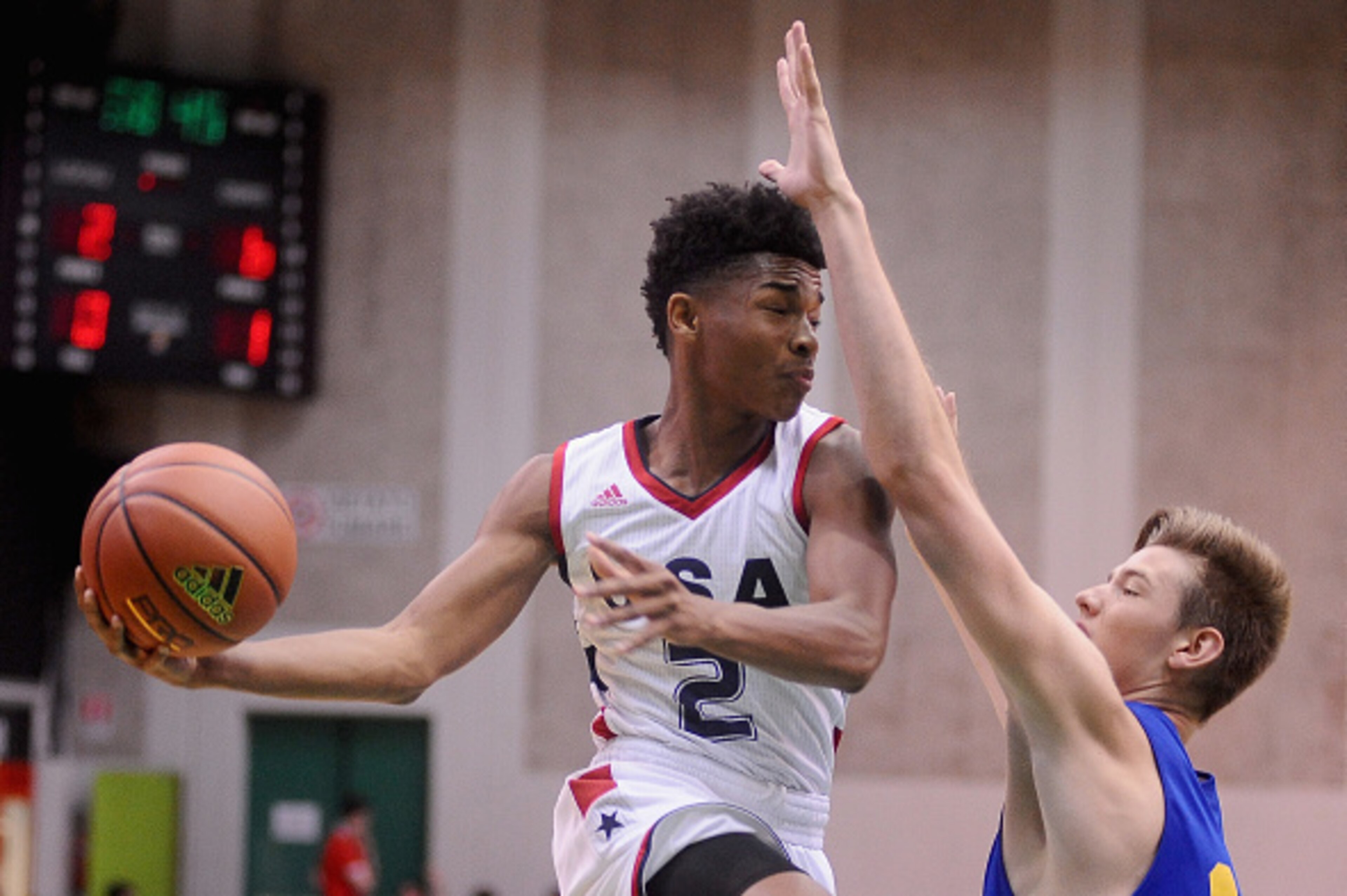 TREVISO, ITALY - JUNE 12: Jaylen Hands of Team USA in action during Adidas Eurocamp Day Three at La Ghirada sports center on June 12, 2016 in Treviso, Italy. (Photo by Roberto Serra/Iguana Press/Getty Images for Adidas) TREVISO, ITALY - JUNE 12: Jaylen Hands of Team USA in action during Adidas Eurocamp Day Three at La Ghirada sports center on June 12, 2016 in Treviso, Italy. (Photo by Roberto Serra/Iguana Press/Getty Images for Adidas)