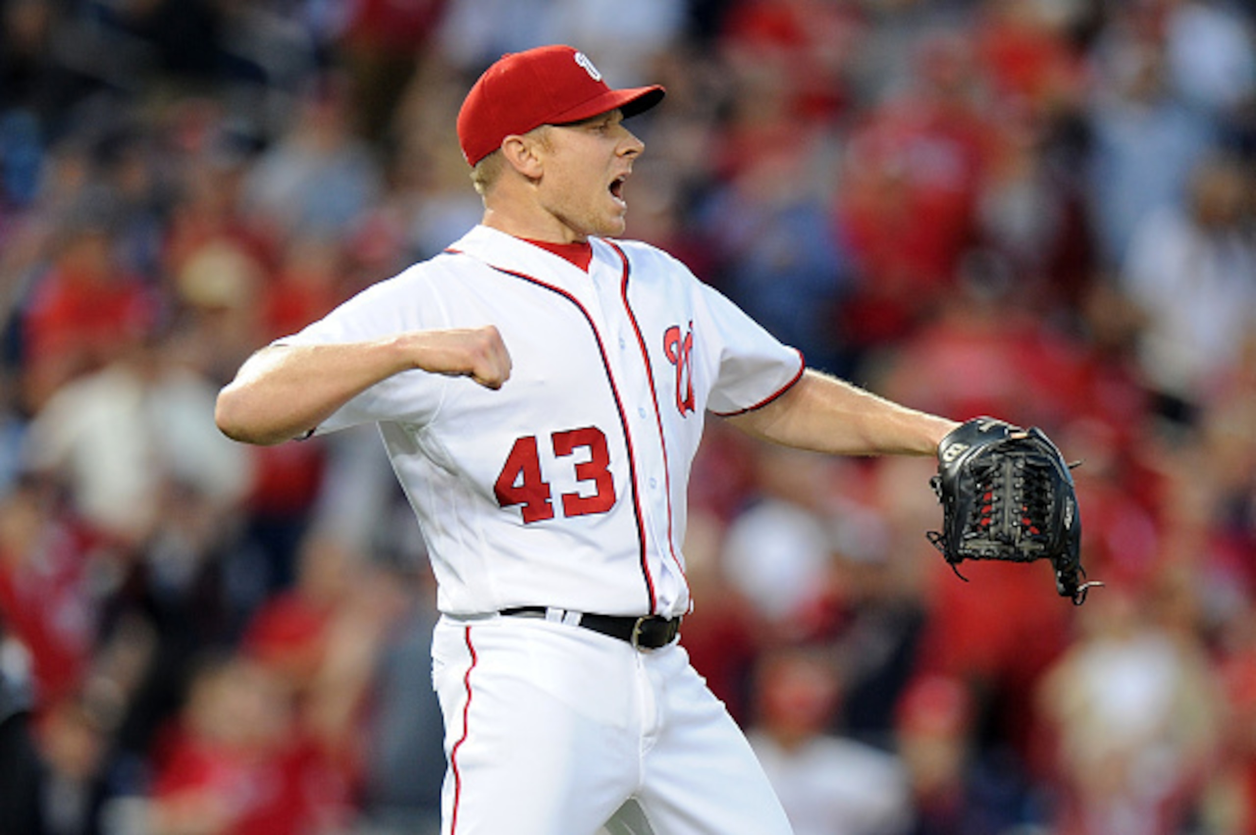 WASHINGTON, DC - OCTOBER 02:  Mark Melancon #43 of the Washington Nationals celebrates after a victory against the Miami Marlins at Nationals Park on October 2, 2016 in Washington, DC.  (Photo by G Fiume/Getty Images)