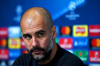 MANCHESTER, ENGLAND - DECEMBER 05:  Pep Guardiola, manager of Manchester City looks on during a press conference ahead of the UEFA Champions League group C match against Celtic at the Football Academy Campus on December 5, 2016 in Manchester, England.  (P