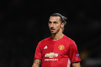 MANCHESTER, ENGLAND - SEPTEMBER 29: Zlatan Ibrahimovic of Manchester United during the UEFA Europa League match between Manchester United FC and FC Zorya Luhansk at Old Trafford on September 29, 2016 in Manchester, England. (Photo by Matthew Ashton - AMA/