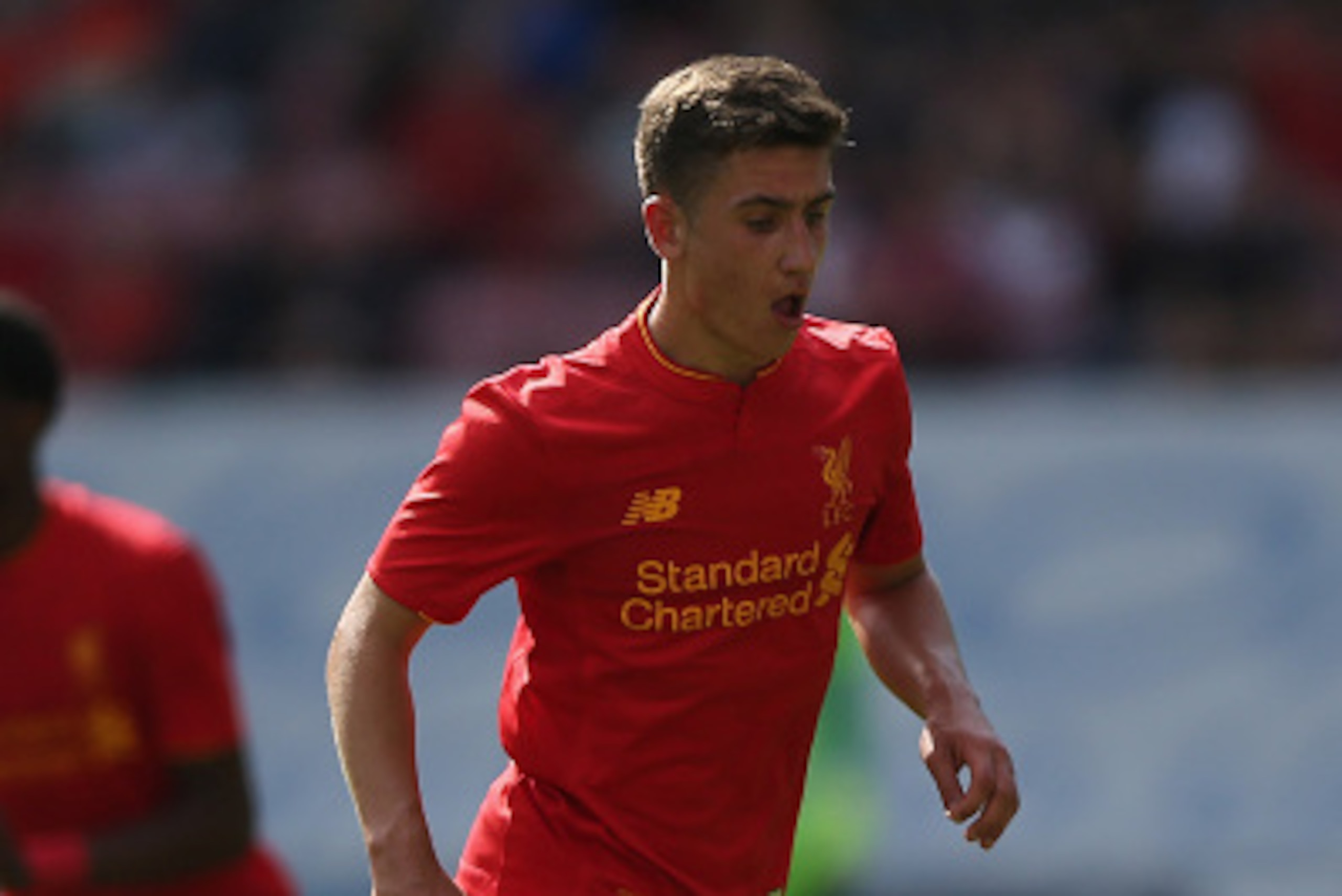 WIGAN, ENGLAND - JULY 17: Cameron Brannagan of Liverpool during the Pre-Season Friendly match between Wigan Athletic and Liverpool at JJB Stadium on July 17, 2016 in Wigan, England. (Photo by Nigel Roddis/Getty Images) WIGAN, ENGLAND - JULY 17: Cameron Brannagan of Liverpool during the Pre-Season Friendly match between Wigan Athletic and Liverpool at JJB Stadium on July 17, 2016 in Wigan, England. (Photo by Nigel Roddis/Getty Images)