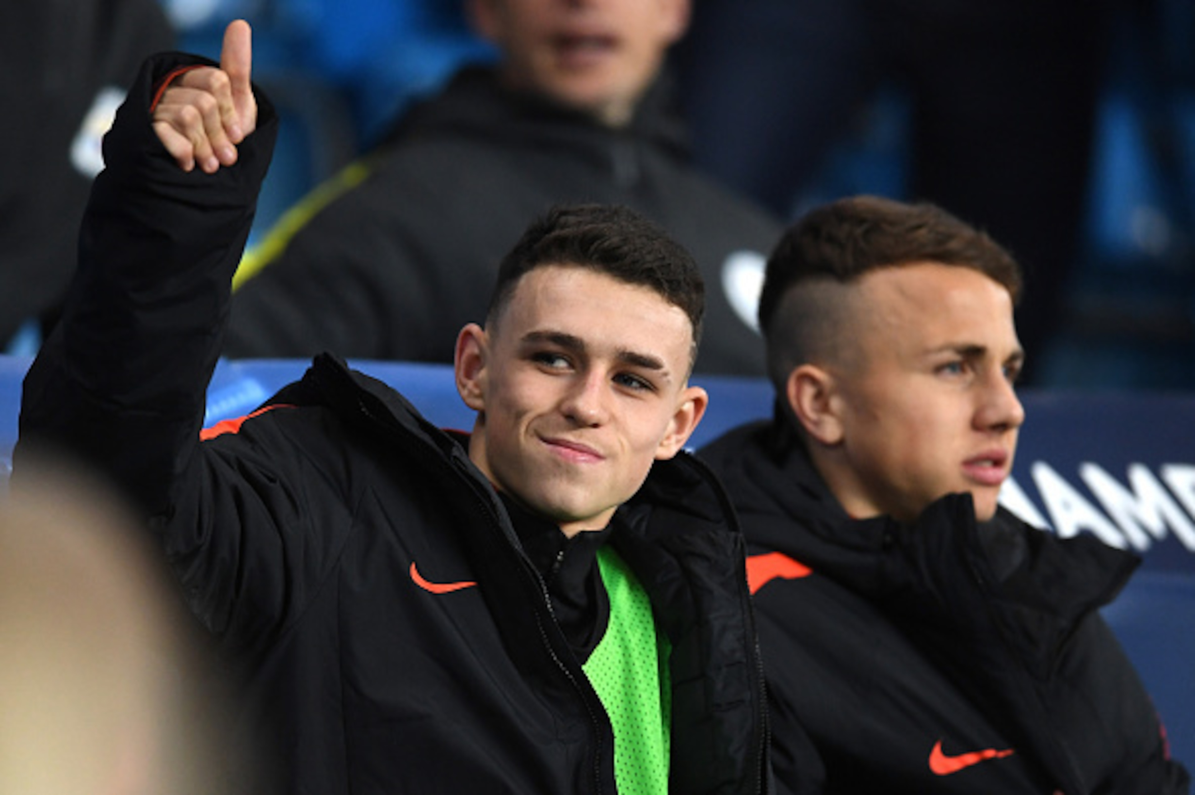 MANCHESTER, ENGLAND - DECEMBER 06:  Phil Foden of Manchester City, teenager takes his seat on the bench during the UEFA Champions League Group C match between Manchester City FC and Celtic FC at Etihad Stadium on December 6, 2016 in Manchester, England.  
