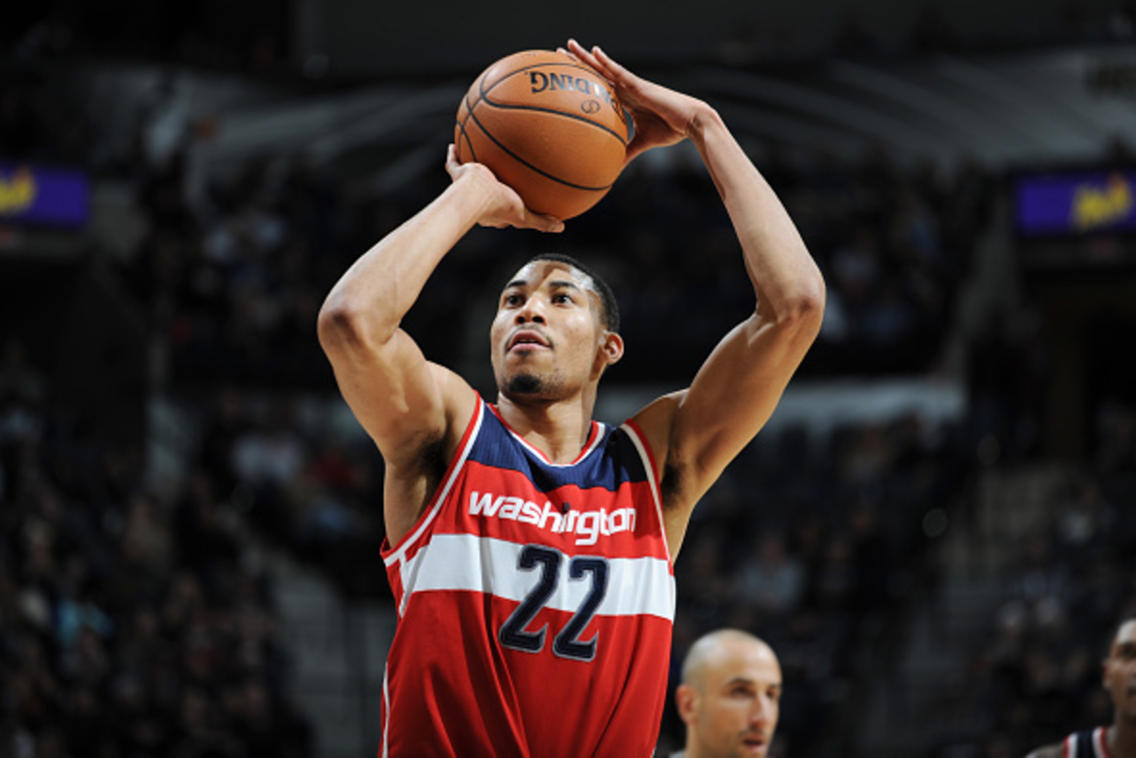 SAN ANTONIO, TX - DECEMBER 2: Otto Porter Jr. #22 of the Washington Wizards shoots a free throw against the San Antonio Spurs during the game on December 2, 2016 at the AT&T Center in San Antonio, Texas. NOTE TO USER: User expressly acknowledges and agre SAN ANTONIO, TX - DECEMBER 2: Otto Porter Jr. #22 of the Washington Wizards shoots a free throw against the San Antonio Spurs during the game on December 2, 2016 at the AT&T Center in San Antonio, Texas. NOTE TO USER: User expressly acknowledges and agre