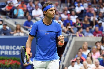 Rafael Nadal of Spain reacts winning a point against Lucas Pouille of France during their 2016 US Open Mens Singles match at the USTA Billie Jean King National Tennis Center in New York on September 4, 2016. / AFP / DON EMMERT        (Photo credit should 