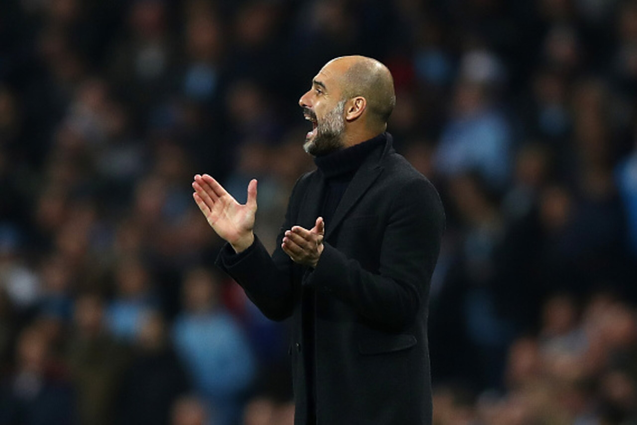 MANCHESTER, ENGLAND - DECEMBER 06: Josep Guardiola, Manager of Manchester City gives his team instructions during the UEFA Champions League Group C match between Manchester City FC and Celtic FC at Etihad Stadium on December 6, 2016 in Manchester, Englan MANCHESTER, ENGLAND - DECEMBER 06: Josep Guardiola, Manager of Manchester City gives his team instructions during the UEFA Champions League Group C match between Manchester City FC and Celtic FC at Etihad Stadium on December 6, 2016 in Manchester, Englan