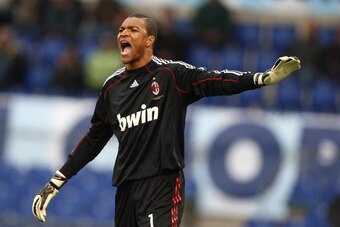 ROME, ITALY - NOVEMBER 08:  Dida the goalkeeper  of AC Milan shouts  during the Serie A match between SS Lazio and AC Milan at Stadio Olimpico on November 8, 2009 in Rome, Italy.  (Photo by Paolo Bruno/Getty Images)