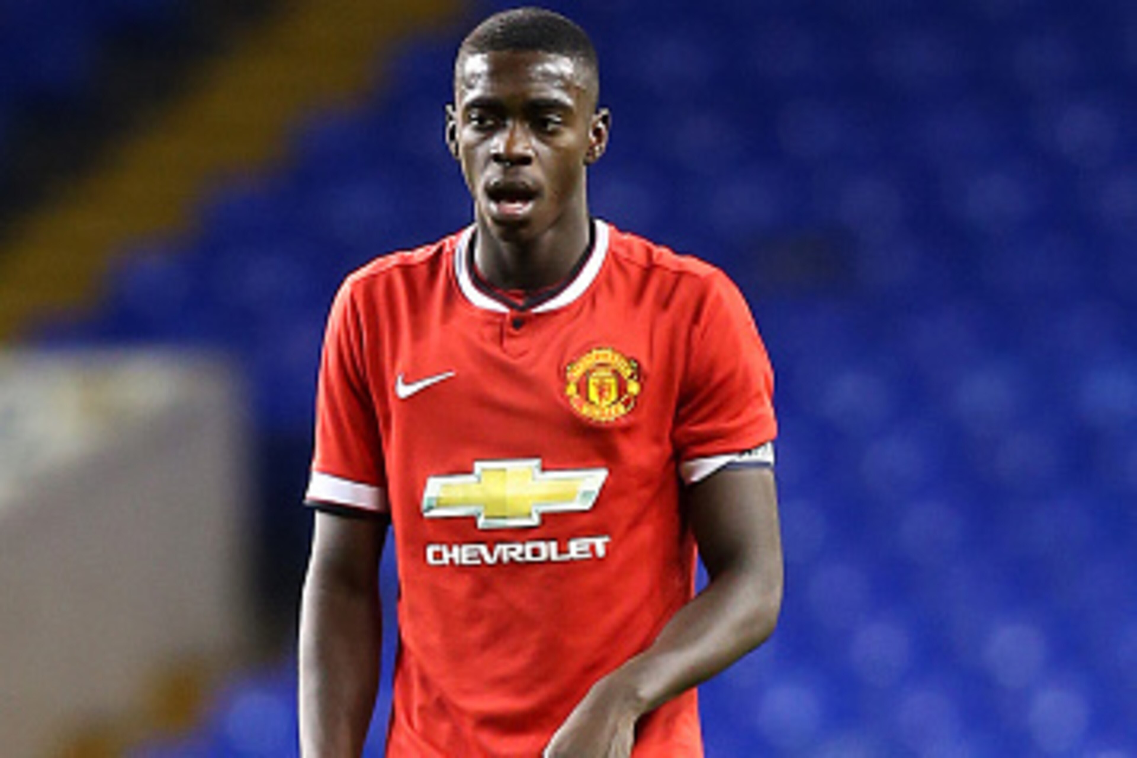 LONDON, ENGLAND - FEBRUARY 09: Axel Tuanzebe of Man United during the FA Youth Cup Fifth Round match between Tottenham Hotspur and Manchester United at White Hart Lane on February 09, 2015 in London, England. (Photo by Charlie Crowhurst/Getty Images)