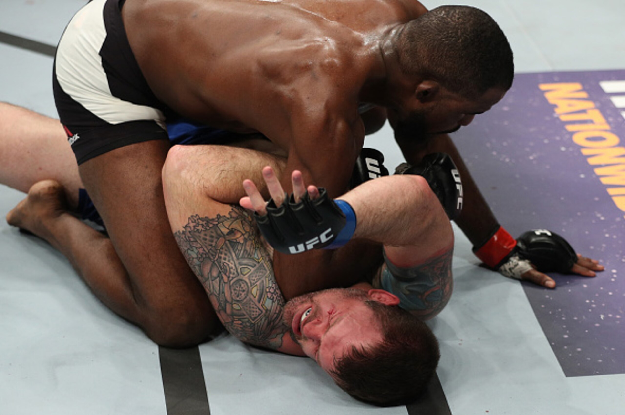 ALBANY, NY - DECEMBER 09:  (L-R) Corey Anderson elbows Sean O'Connell in their light heavyweight bout during the UFC Fight Night event at the Times Union Center on December 9, 2016 in Albany, New York. (Photo by Patrick Smith/Zuffa LLC/Zuffa LLC via Getty