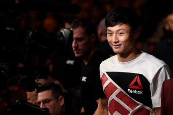 LAS VEGAS, NV - JULY 08:  Doo Ho Choi of South Korea prepares to enter the Octagon before his featherweight bout against Thiago Tavares of Brazil during The Ultimate Fighter Finale event at MGM Grand Garden Arena on July 8, 2016 in Las Vegas, Nevada.  (Ph